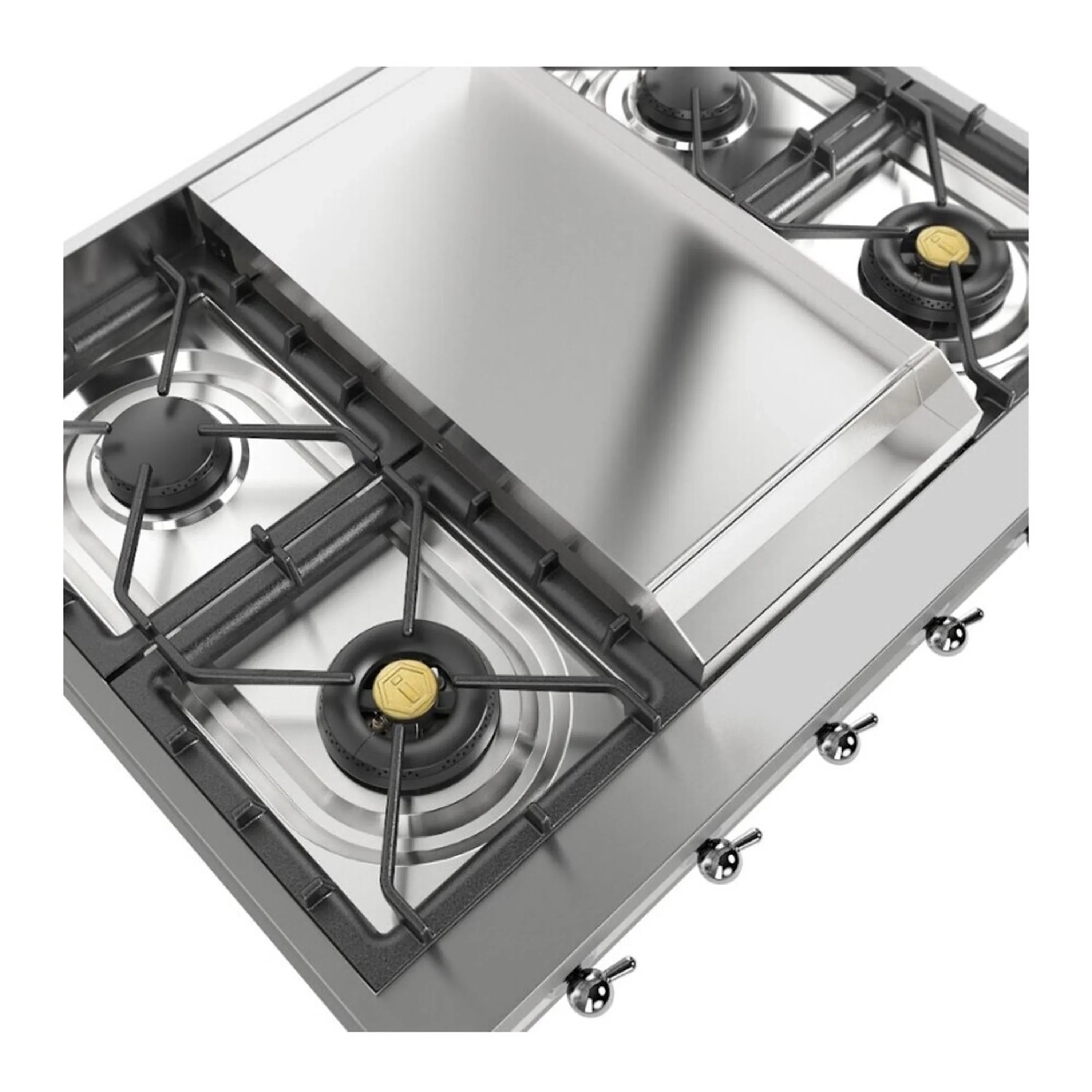 ILVE Nostalgie II 36 inch Built-In Propane Gas Rangetop with 6 Burners and Griddle, in Stainless Steel (UHCP36FNSSCLP) - Image 5