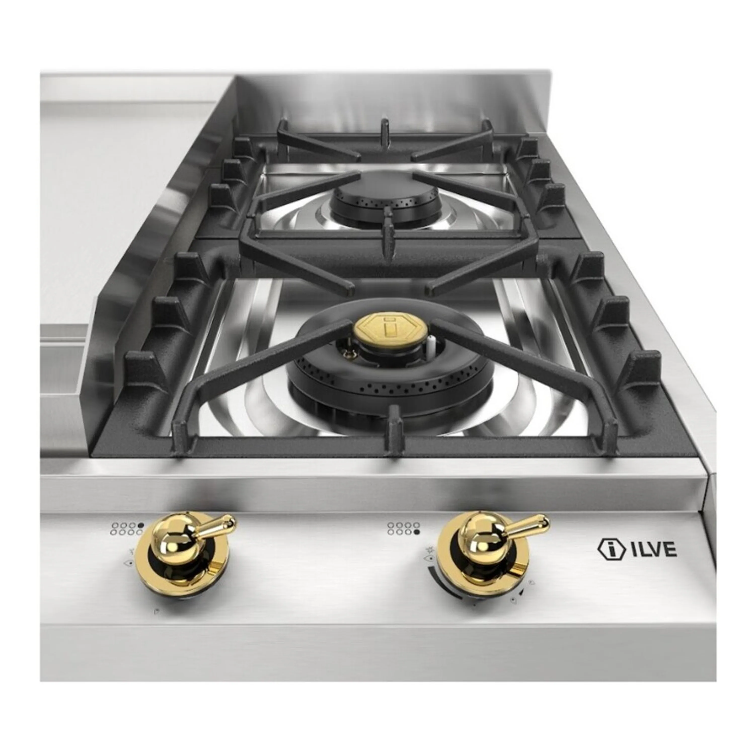 ILVE Nostalgie II 48-Inch Built-In Natural Gas Cooktop with 8 Burners, Griddle in Stainless Steel (UHCP1265FNSSG) - Image 8