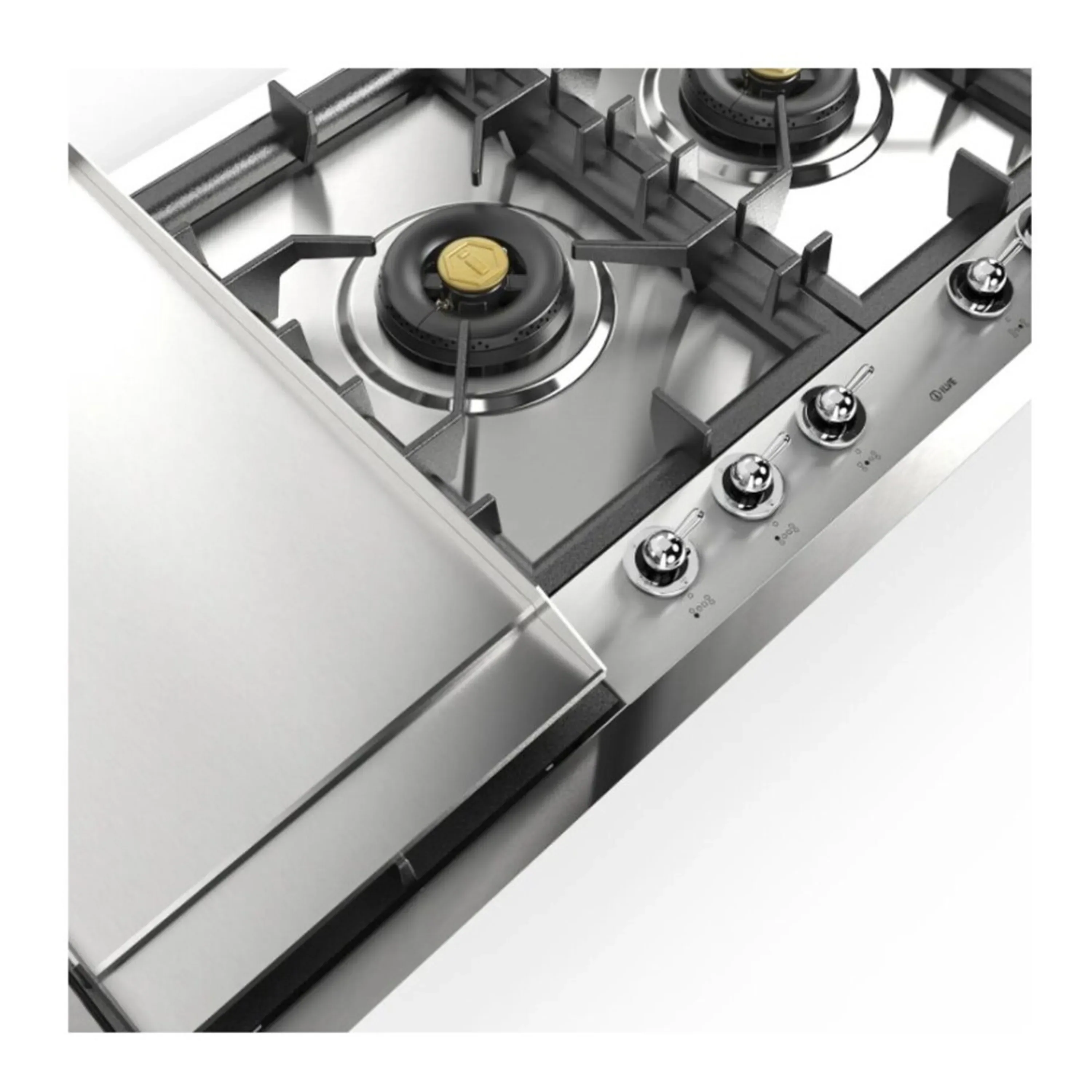 ILVE Nostalgie II 48 inch Built-In Propane Gas Cooktop with Total Black Brass Burners, in Stainless Steel (UHCPT125FNSSCLP) - Image 4
