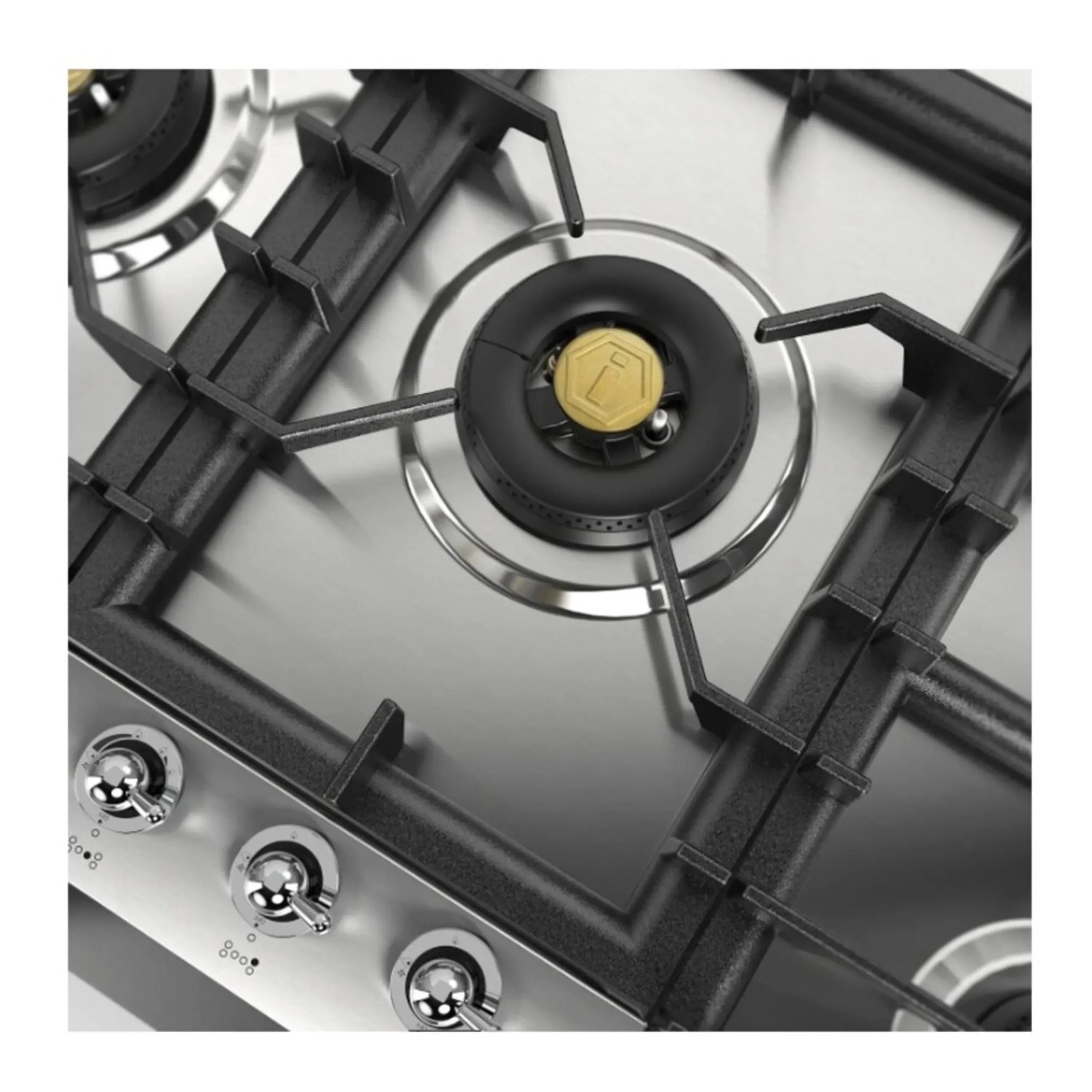 ILVE Nostalgie II 48 inch Built-In Propane Gas Cooktop with Total Black Brass Burners, in Stainless Steel (UHCPT125FNSSCLP) - Image 6