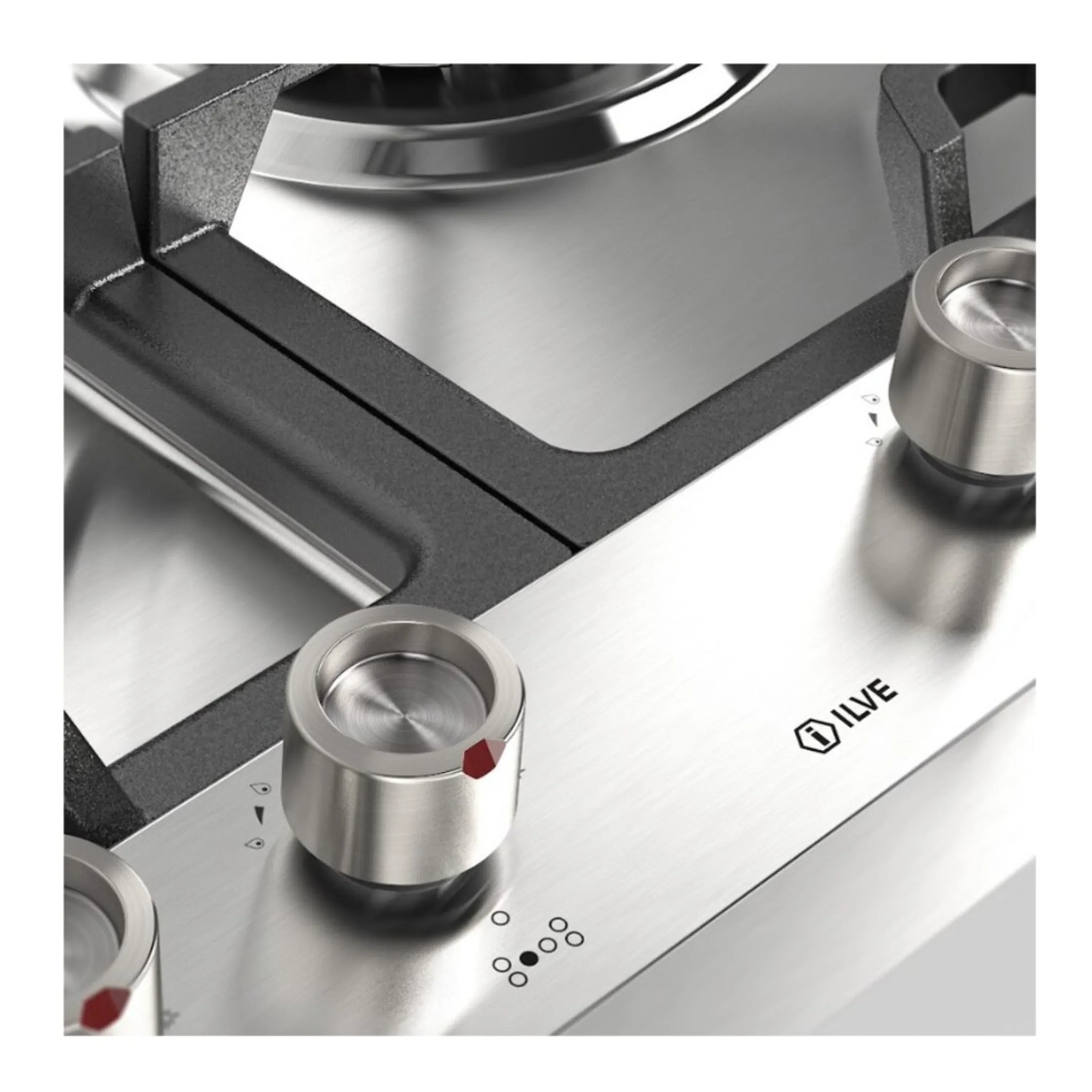 ILVE Panoramagic 48-Inch Built-In Gas Cooktop with Total Black Brass Burners in Stainless Steel (UHCPMT125SS) - Image 5