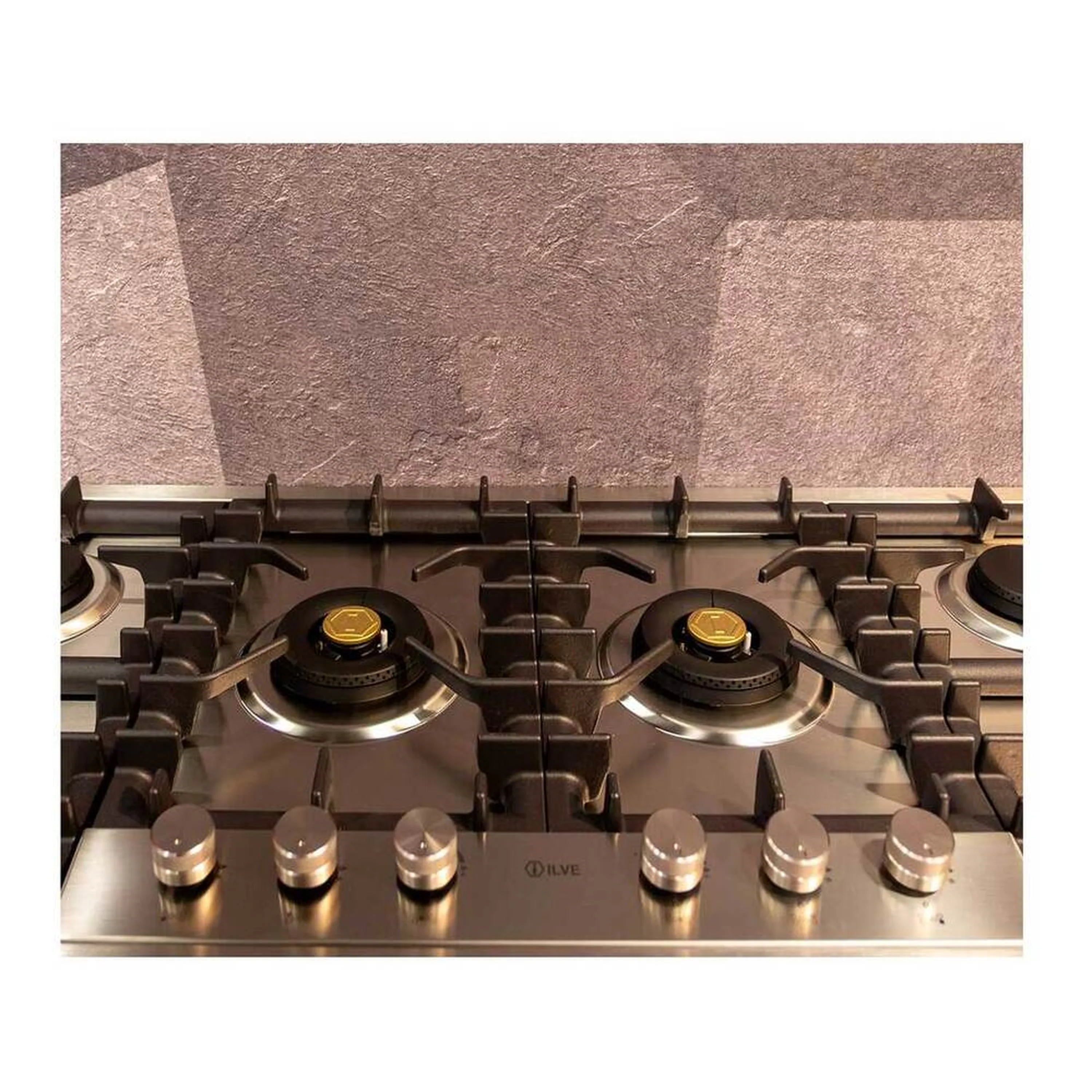 ILVE Professional Plus II 48-Inch Built-In Natural Gas Cooktop with Total Black Brass Burners in Stainless Steel (UHCPT125FSS) - Image 11