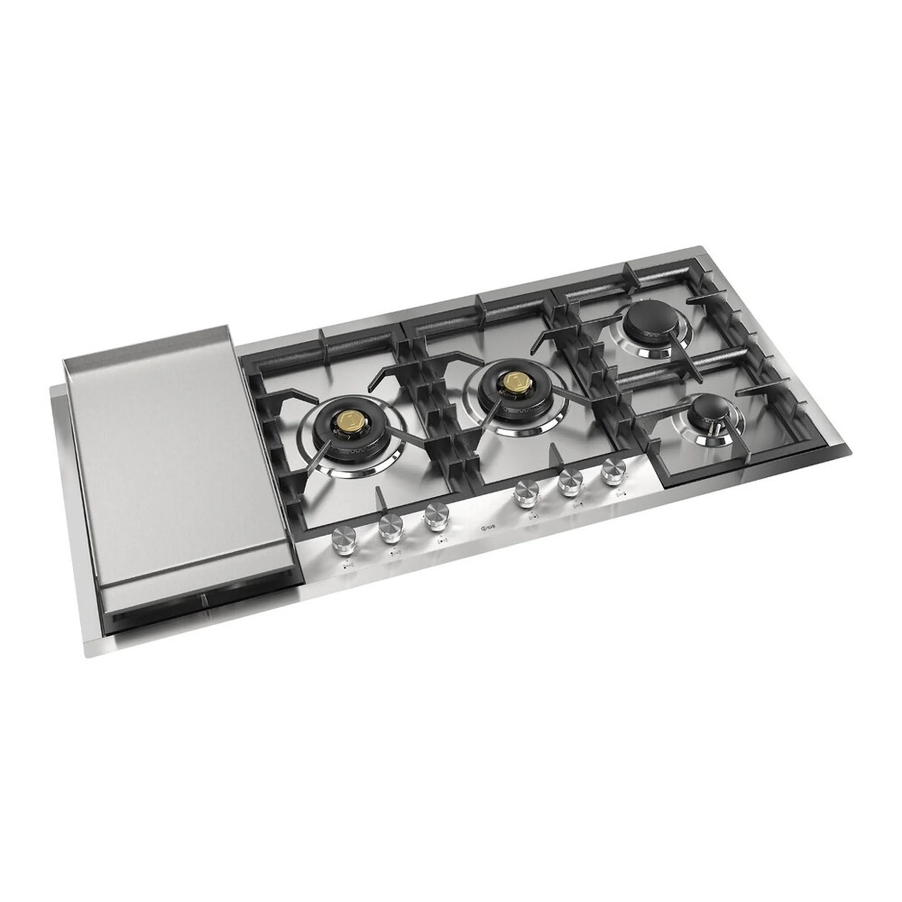 ILVE Professional Plus II 48-Inch Built-In Natural Gas Cooktop with Total Black Brass Burners in Stainless Steel (UHCPT125FSS) - Image 3