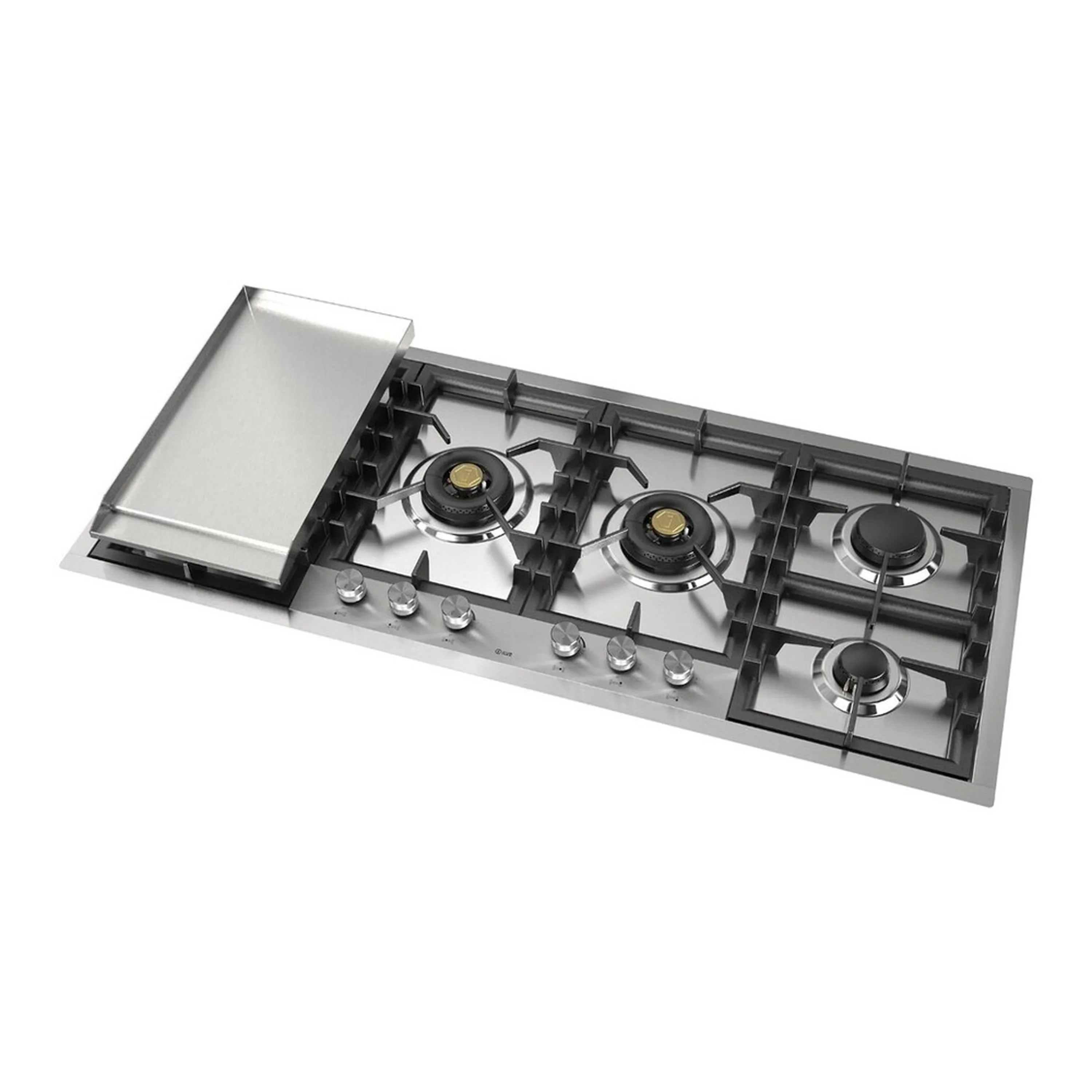 ILVE Professional Plus II 48-Inch Built-In Natural Gas Cooktop with Total Black Brass Burners in Stainless Steel (UHCPT125FSS) - Image 4