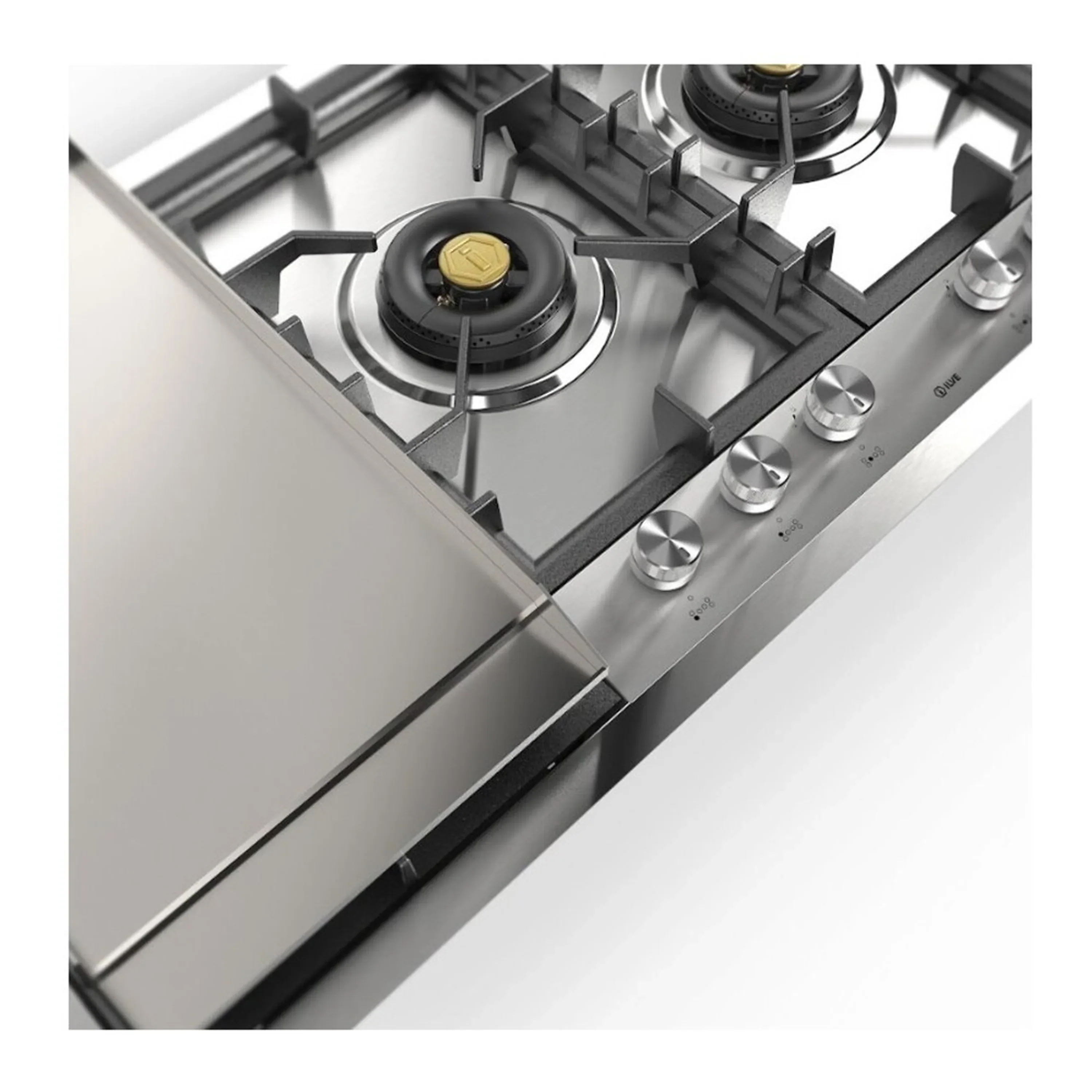 ILVE Professional Plus II 48-Inch Built-In Natural Gas Cooktop with Total Black Brass Burners in Stainless Steel (UHCPT125FSS) - Image 5