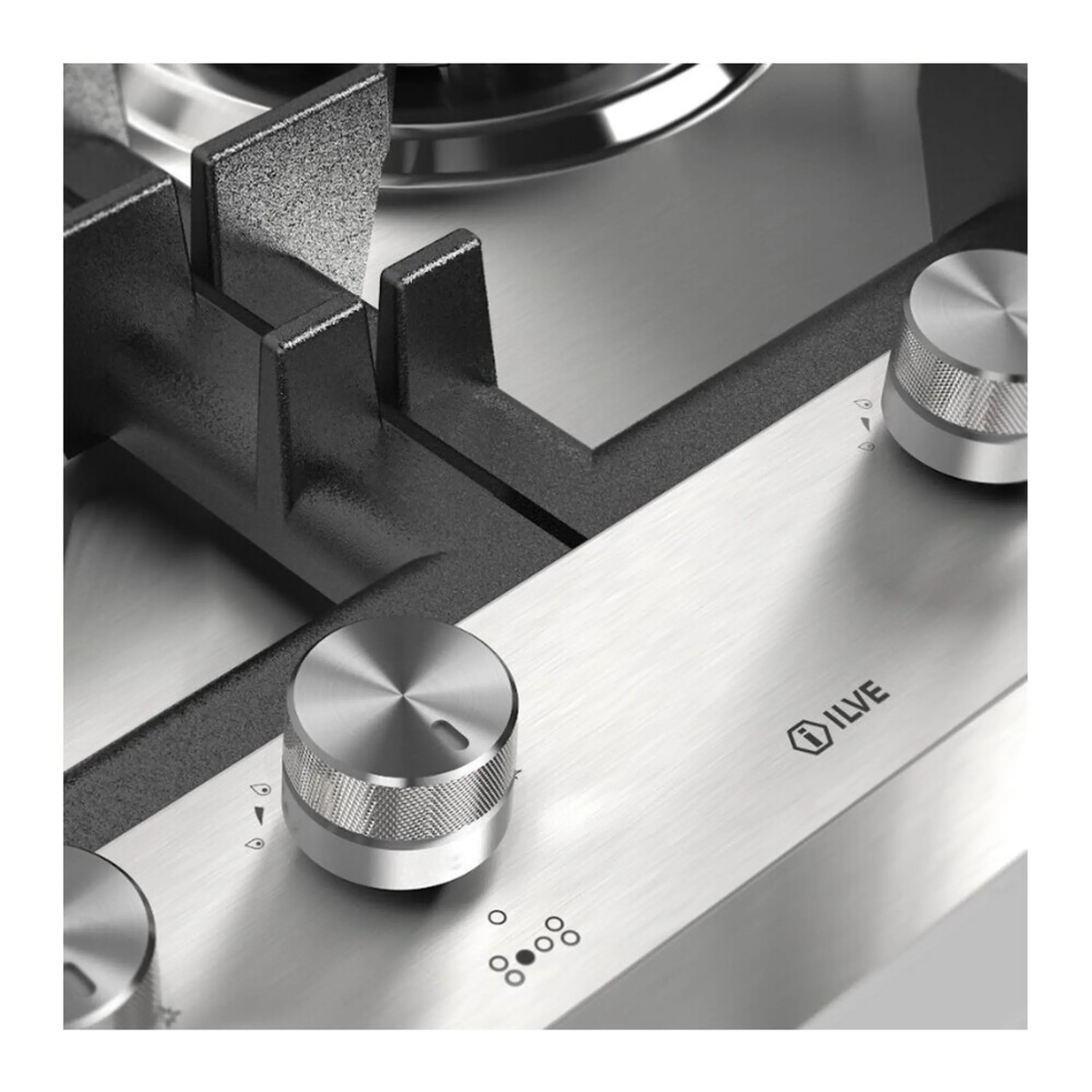 ILVE Professional Plus II 48-Inch Built-In Natural Gas Cooktop with Total Black Brass Burners in Stainless Steel (UHCPT125FSS) - Image 6