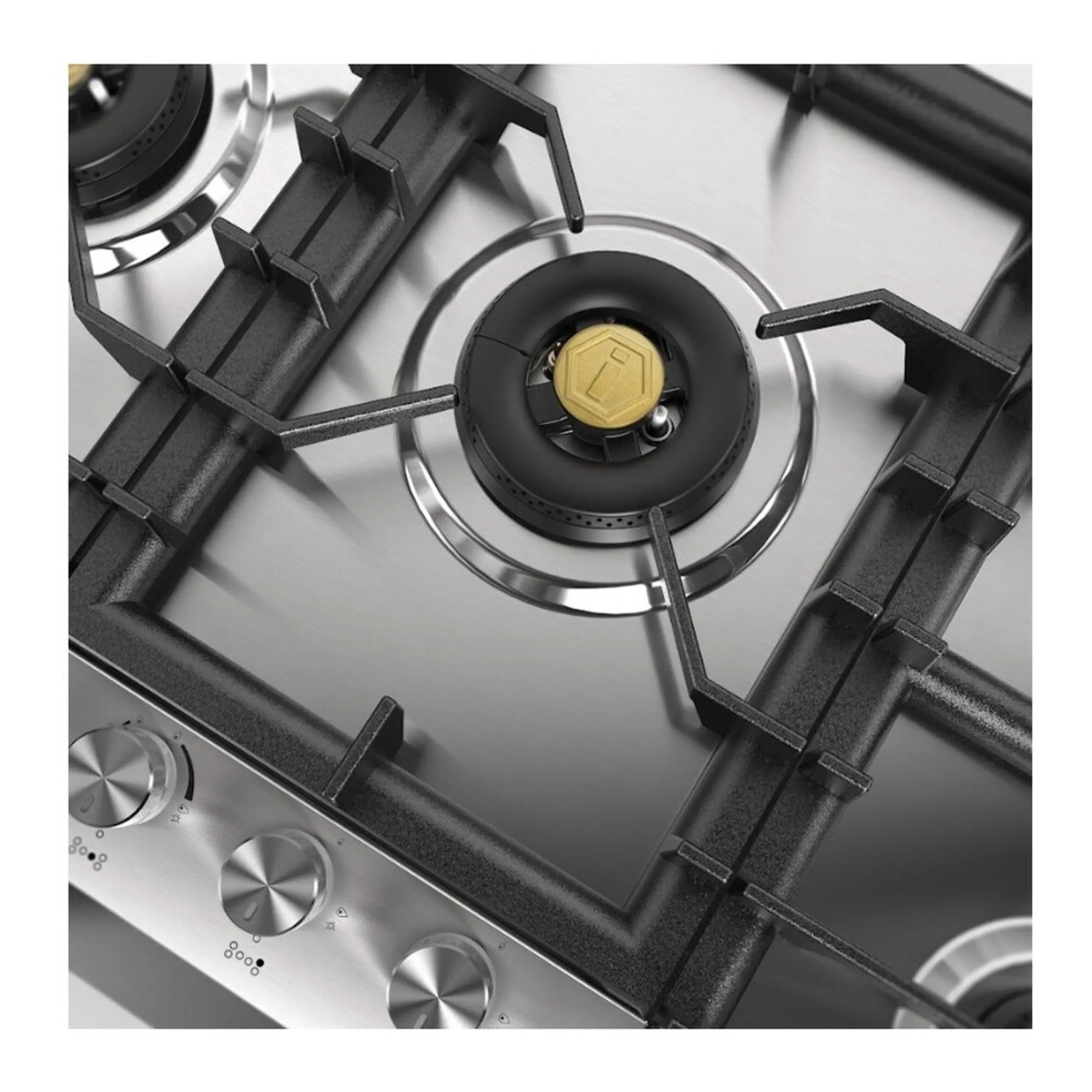 ILVE Professional Plus II 48-Inch Built-In Natural Gas Cooktop with Total Black Brass Burners in Stainless Steel (UHCPT125FSS) - Image 7