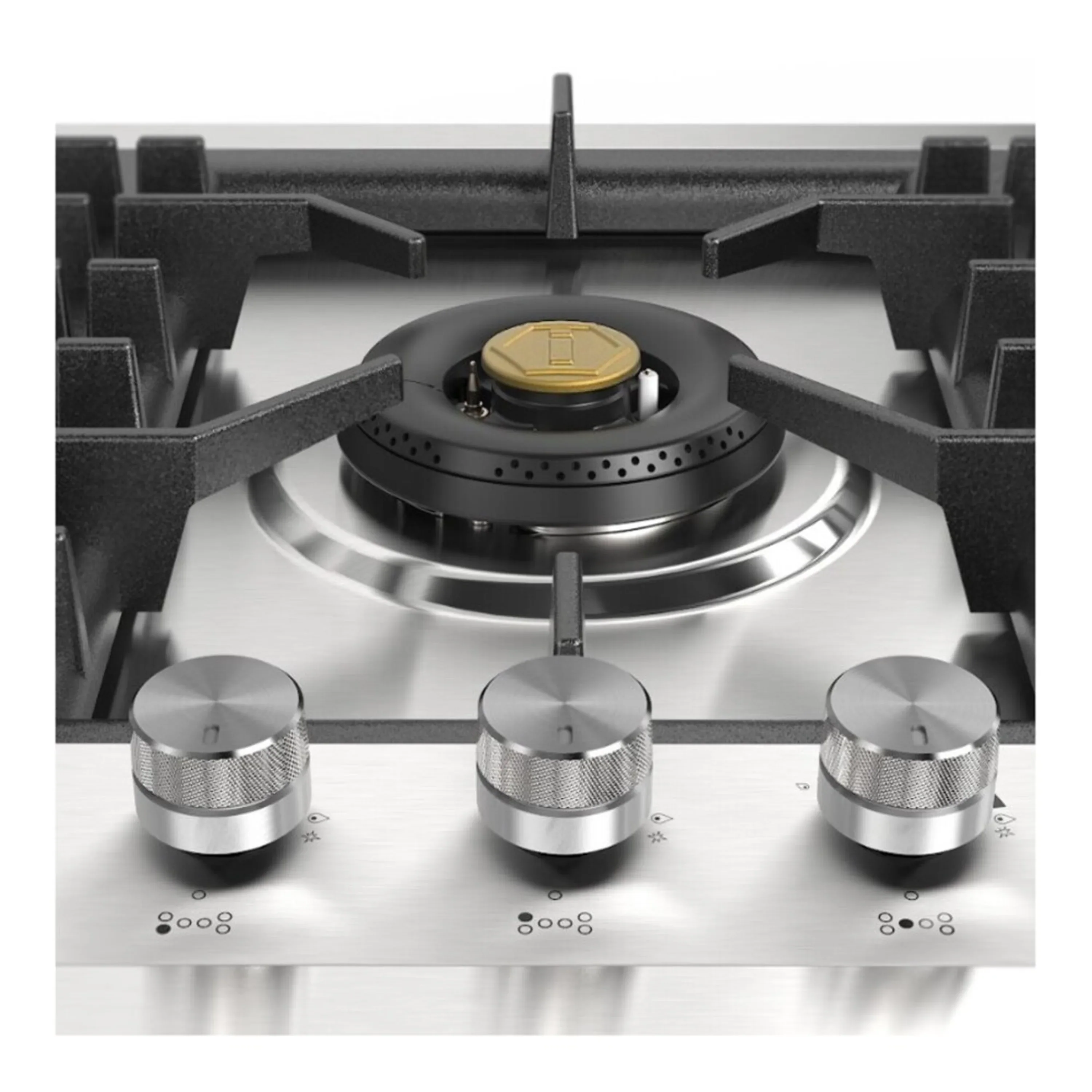 ILVE Professional Plus II 48-Inch Built-In Natural Gas Cooktop with Total Black Brass Burners in Stainless Steel (UHCPT125FSS) - Image 8
