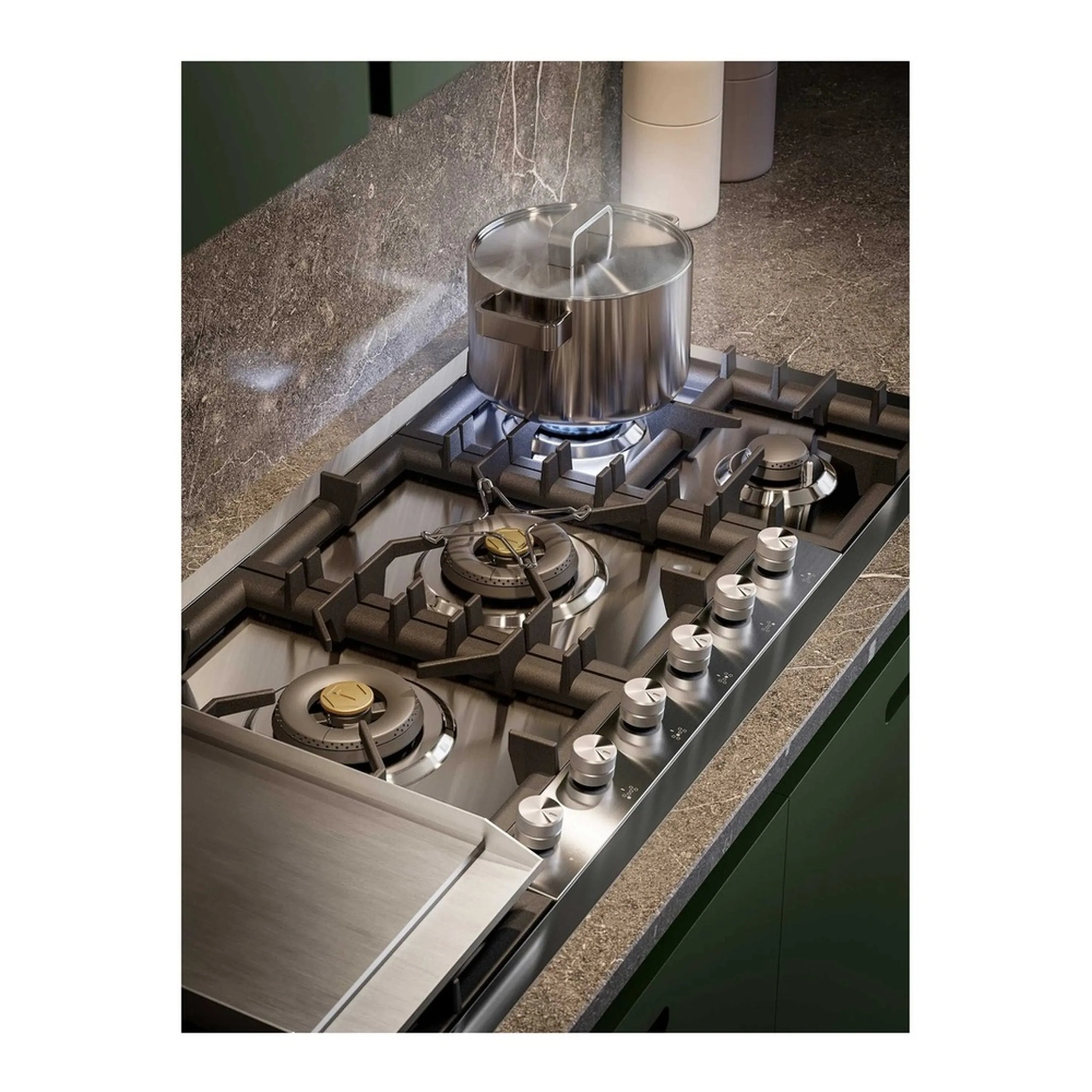 ILVE Professional Plus II 48-Inch Built-In Natural Gas Cooktop with Total Black Brass Burners in Stainless Steel (UHCPT125FSS) - Image 9