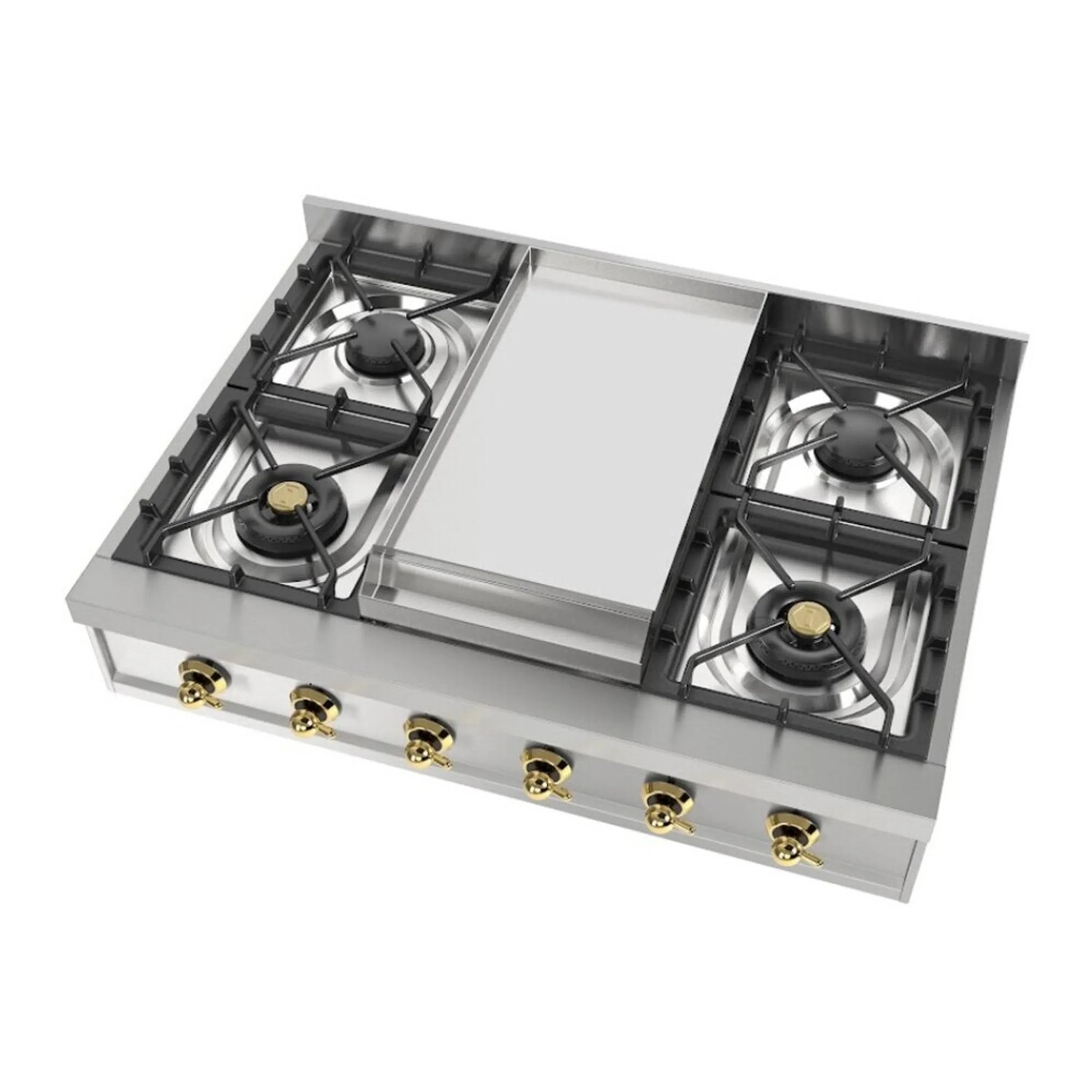 ILVE Nostalgie II 36-Inch Built-In Propane Gas Rangetop with Griddle in Stainless Steel (UHCP36FNSSG) - Image 4
