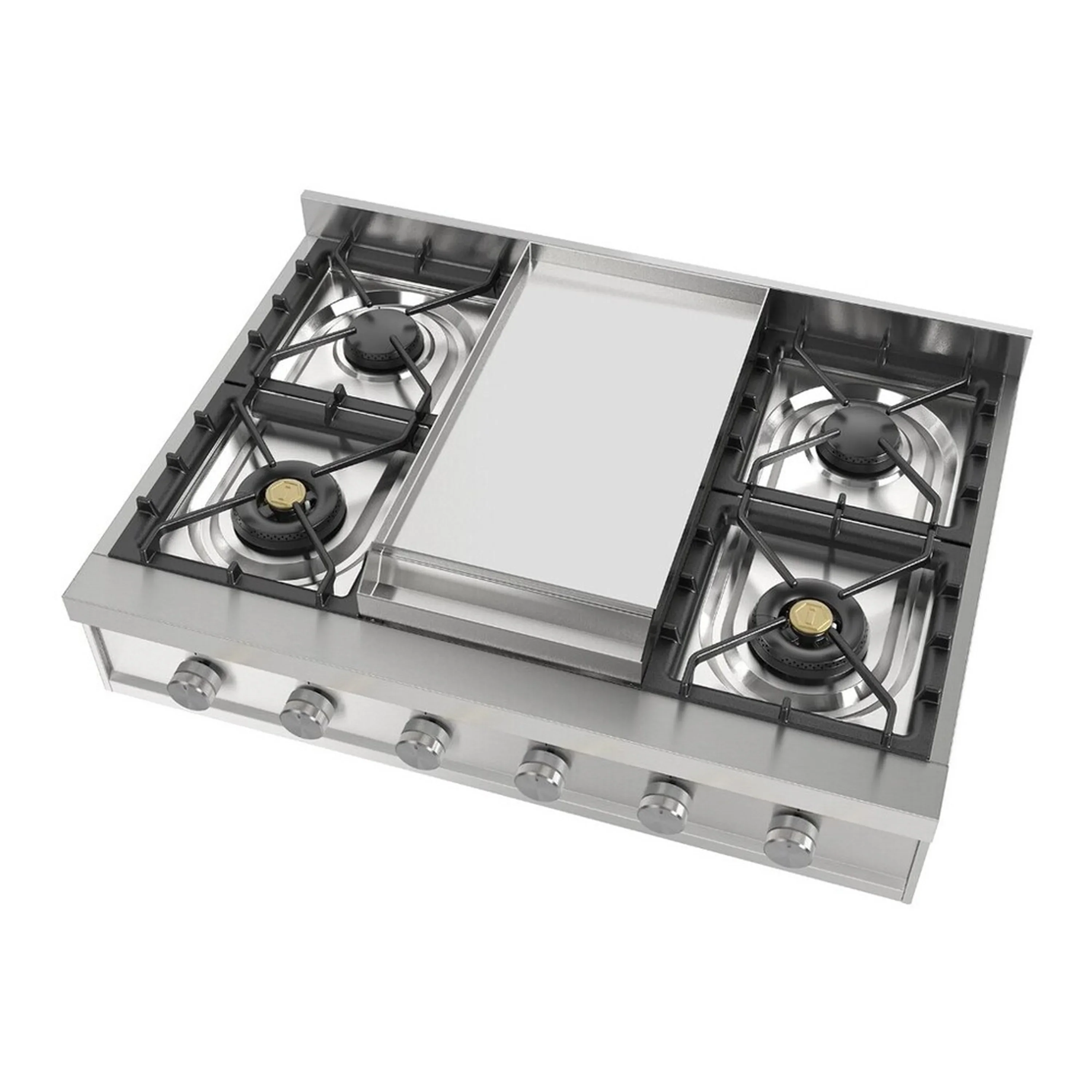ILVE Professional Plus II 36-Inch Built-In Propane Gas Rangetop with Griddle in Stainless Steel (UHCP36FSS) - Image 3