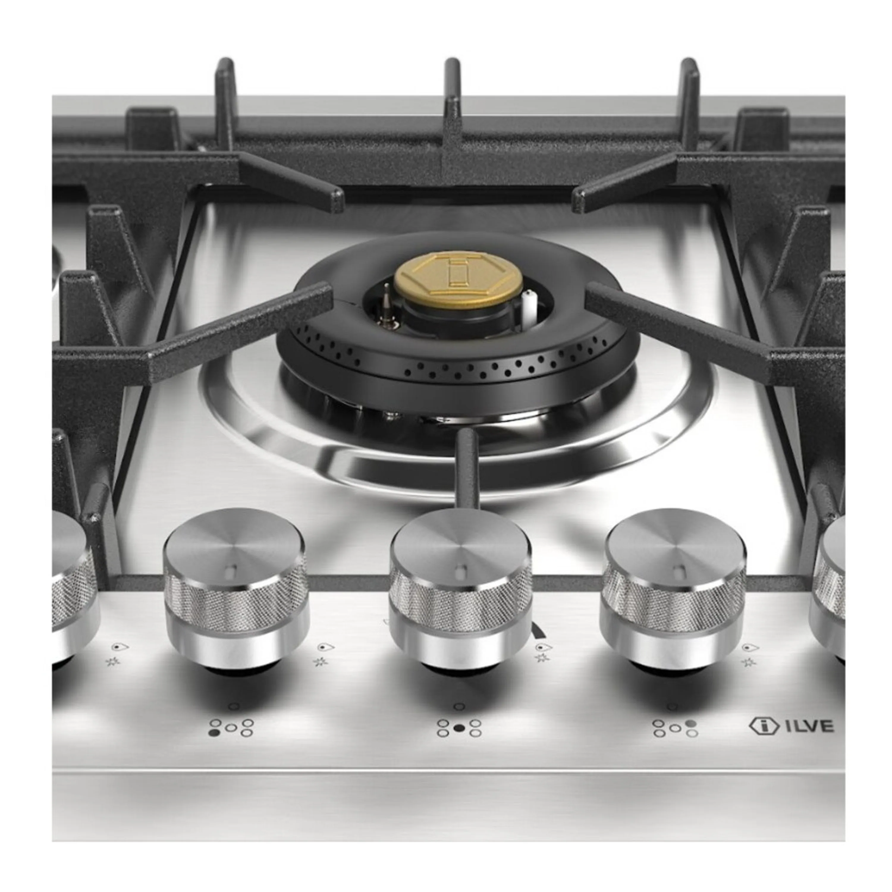 ILVE Professional Plus II 36-Inch Built-In Propane Gas Cooktop with Total Black Brass Burners in Stainless Steel (UHCPT95FSSLP) - Image 8