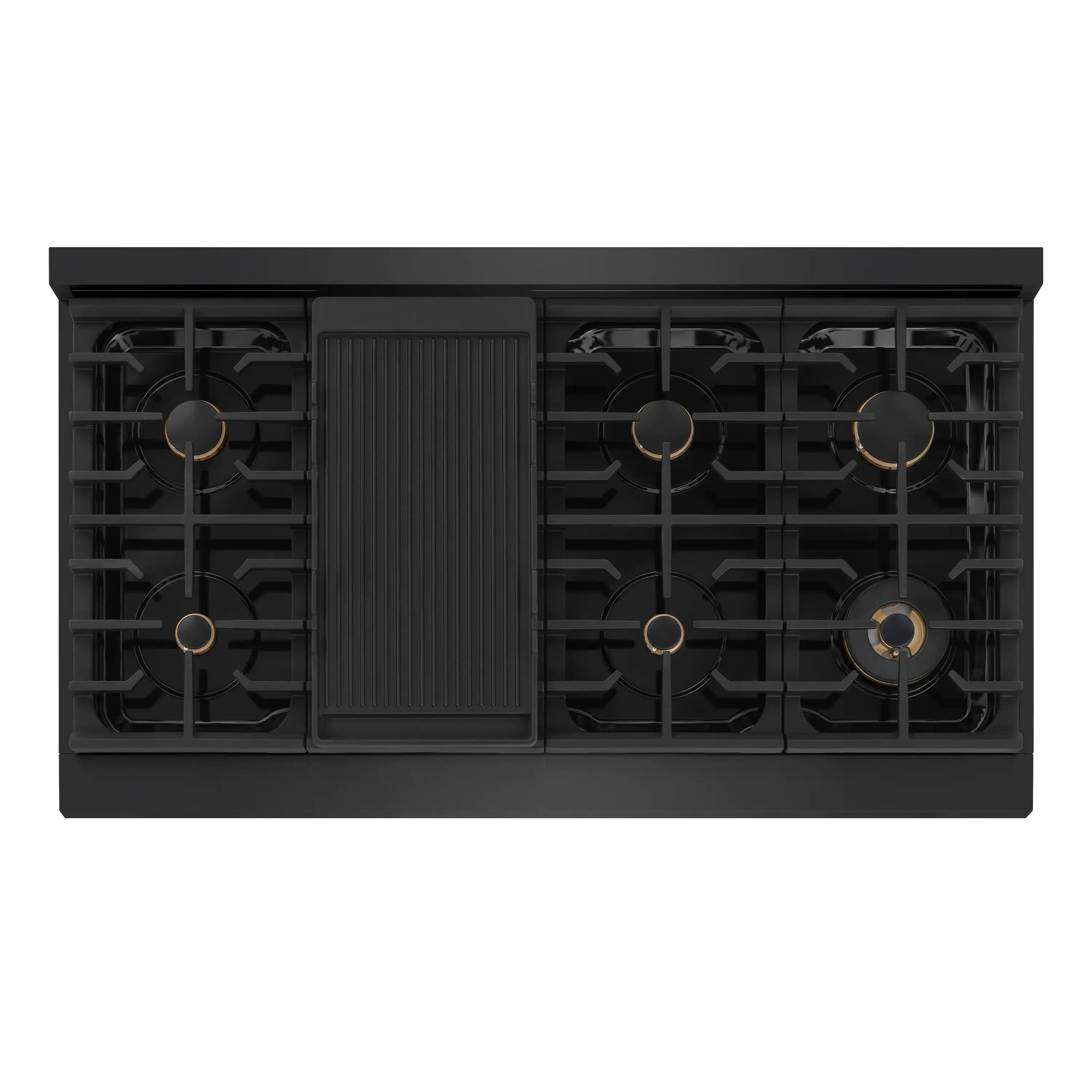 ZLINE Autograph Edition 48-Inch Paramount Gas Rangetop with 8 Burners and Porcelain Cooktop in Black Stainless Steel with Polished Gold Accents (SRTBZ-48-G) - Image 3