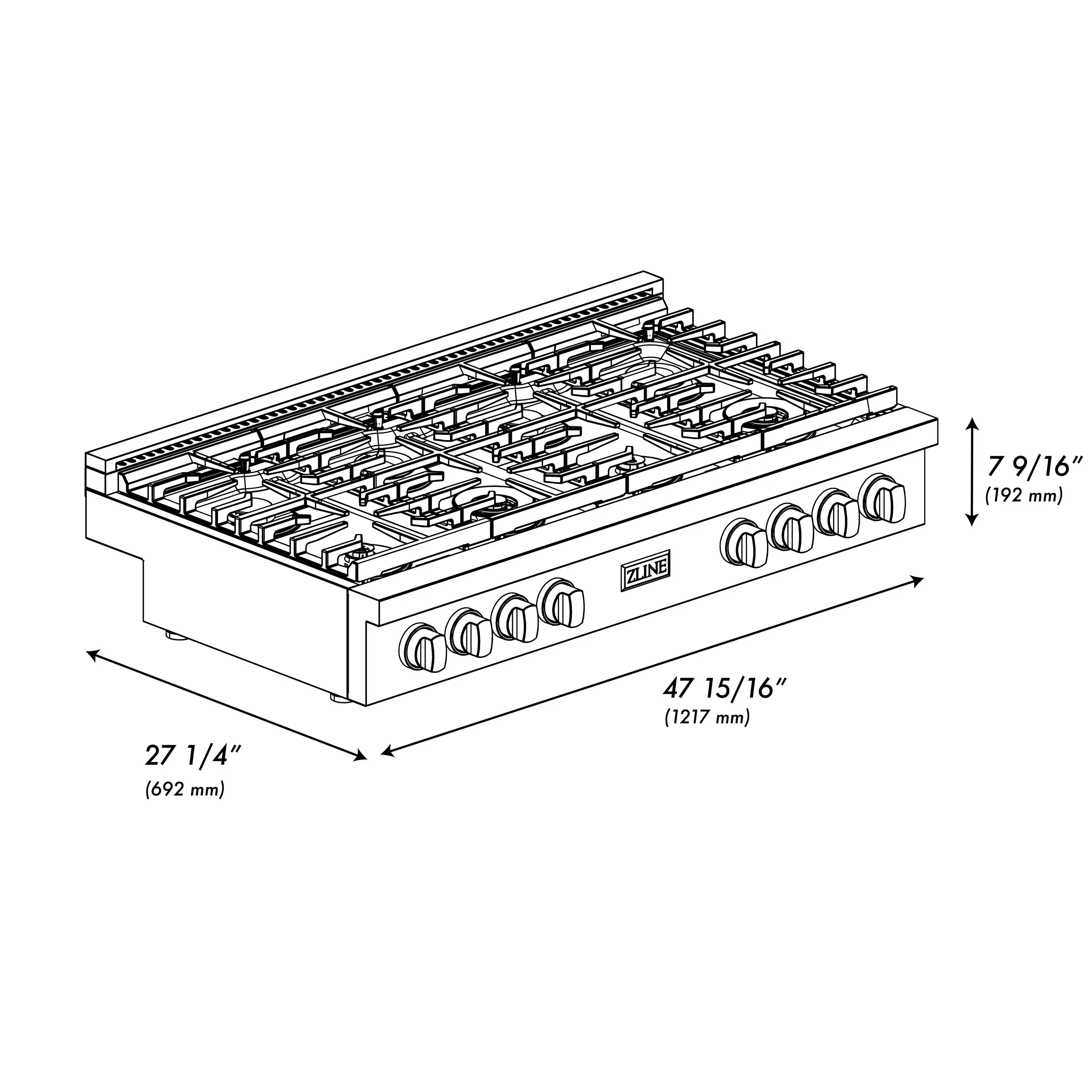 ZLINE Autograph Edition 48-Inch Paramount Gas Rangetop with 8 Burners and Porcelain Cooktop in Stainless Steel with Champagne Bronze Accents (SRTZ-48-CB) - Image 10