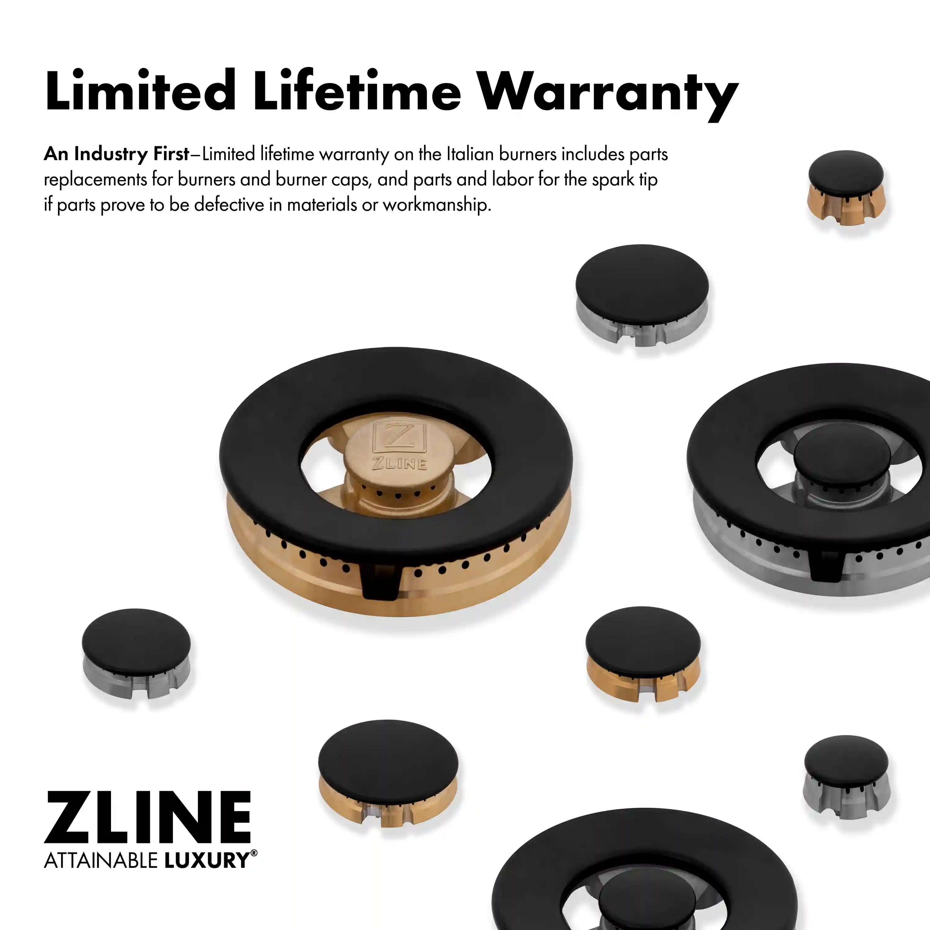 ZLINE Paramount 30-Inch Gas Rangetop with 4 Burners and Porcelain Cooktop in Black Stainless Steel (SRTB-30) - Image 7
